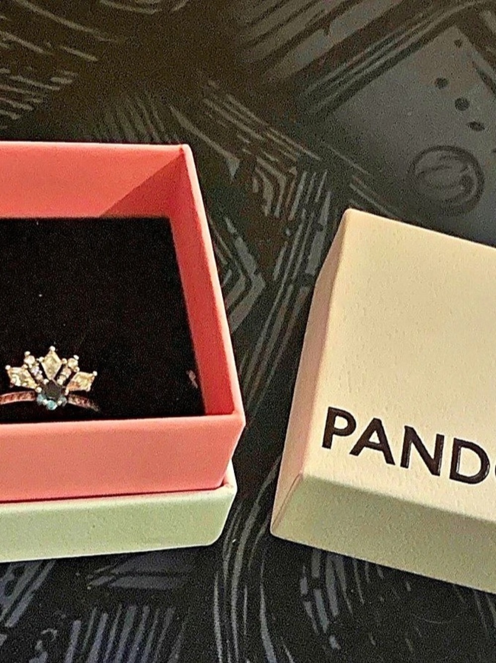 PANDORA Disney Cinderella Blue Tiara Ring with Blue Stone Like New frozen